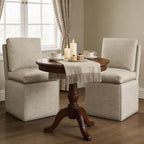BLANKSPACE Upholstered Dining Chairs with Storage, Modern Linen Chairs with Casters, Armless Single Sofa Chair for Guest Seating, Bedroom, Reading Room（Grey）