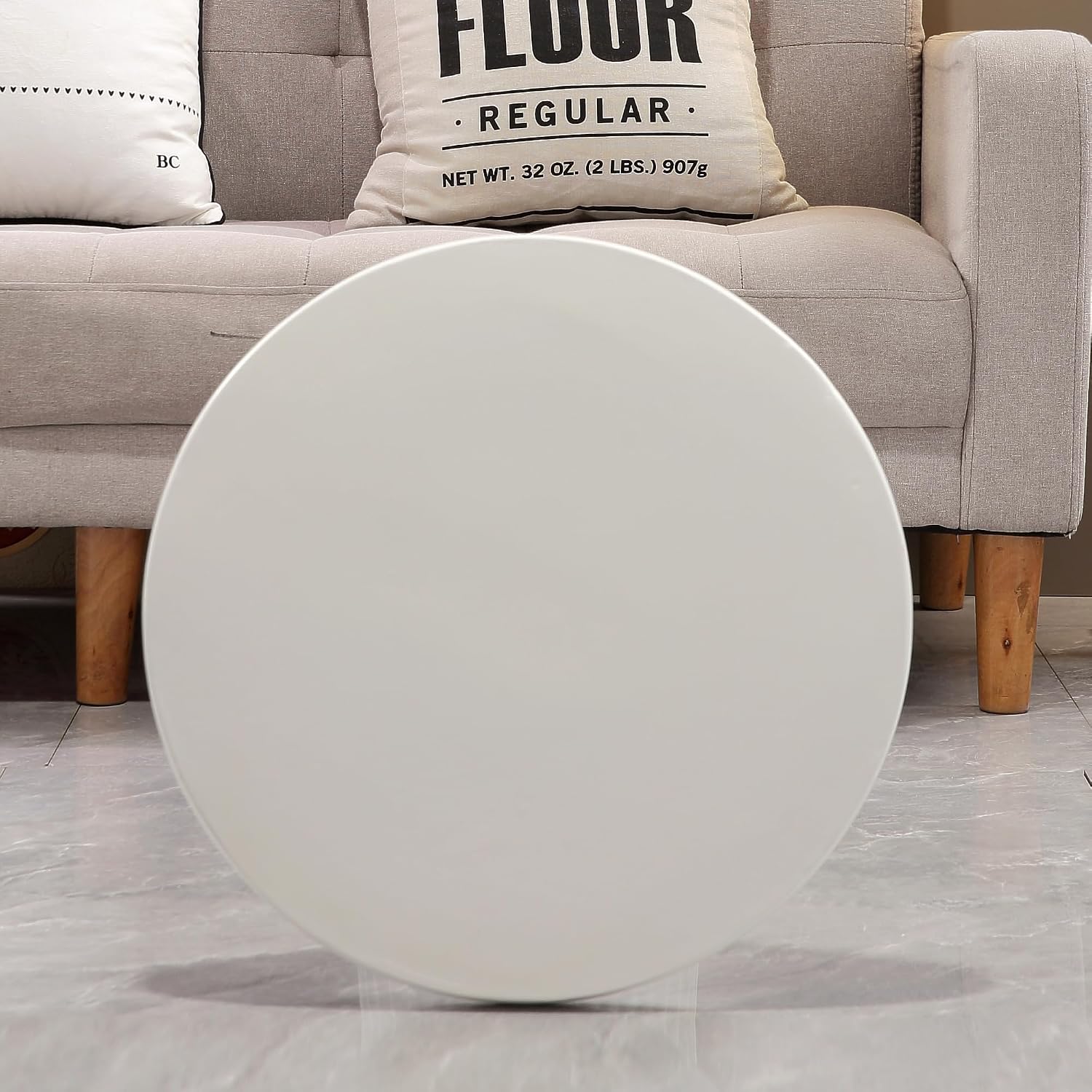 Henf 17.72" Round End Table for Indoor Outdoor, Fluted Pedestal Base, Magnesium Oxide, Waterproof, Unique Design MGO Accent Side Table Night Stand Bedside Table for Living Room Bedroom, White