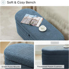Storage Ottoman Bench End of Bed for Bedroom,45 inch Boucle Upholstered Entryway Shoe Seat Bench w/Storage,Sherpa Modern Padded Blanket Chest Stool Foot Rest for Living Room,Window Seating,Blue