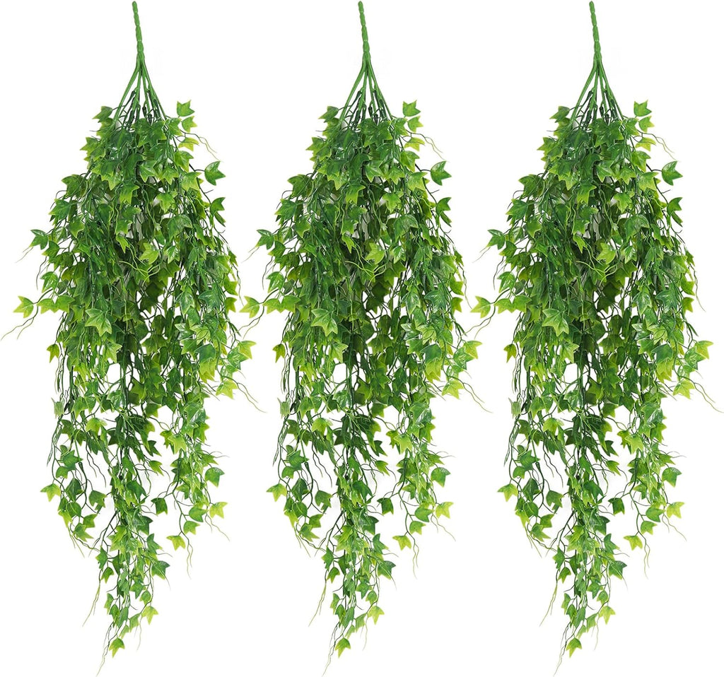 RECUTMS Artificial Plant Faux Plant Ivy Greenery Fake Hanging Plants Faux Greenery Plant Fake Ivy Leaf UV Resistant for Indoor Home Decor Outdoor Garden Yard Porch Wall Decoration 3 Packs（Green）