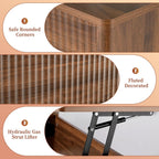 LYNCOHOME Fluted Lift Top Coffee Table with Storage, Modern Coffee Table for Living Room, Home Office（Walnut）