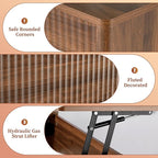 LYNCOHOME Fluted Lift Top Coffee Table with Hidden Compartment, Modern Center Table for Living Room, Home Office（Walnut）