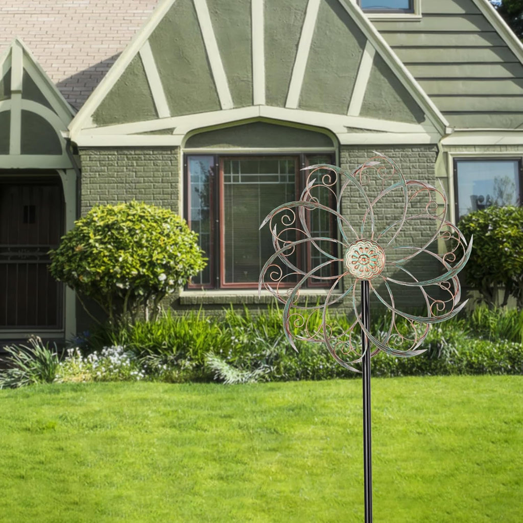 Wind Spinners Outdoor Wind Spinner Metal 13” Dia Wind Spinners for Yard and Garden Decor Pinwheels Wind Sculptures & Spinners(57” H)