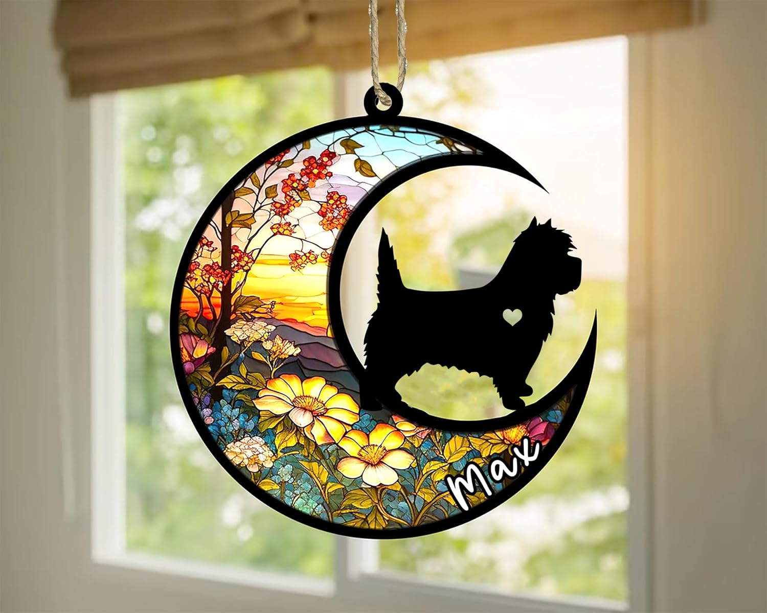 Personalized Dog Memorial, Custom Name Cairn Terrier Dog Christmas Ornament with Name, Custom Breeds, Pet Loss Light Catcher, Gifts for Lovers Loss of Pet Sympathy on Mothers Day Christmas