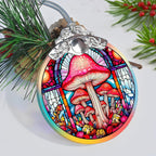 Stained Glass Christmas Ornament, Jocidea Mushroom Christmas Decorations, Christmas Tree Ornament, Mushroom Lovers Gifts, Holiday Decor and Xmas Gifts Ideas