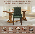 mikibama Chenille Upholstered Dining Chairs with High Back,Vintage Tufted Kitchen Chairs with Rolled Arms,Farmhouse Fabric Accent Side Chair with Arms for Living Room,Single Pack (1, Olive Green)