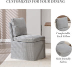 Kmax Slipcovered Dining Chairs Set of 2, Modern Upholstered Armless Kitchen Chair, Accent Single Sofa Chair for Diningroom Livingroom, Blue Stripe