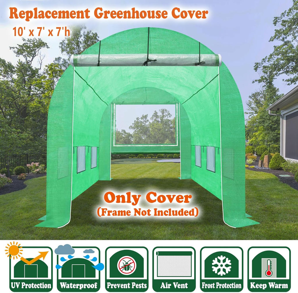 Strong Camel Replacement Greenhouse Cover for Walk in Greenhouse Frame Green House Top Cover (Frame NOT Included) (10 x 7 x 7ft)