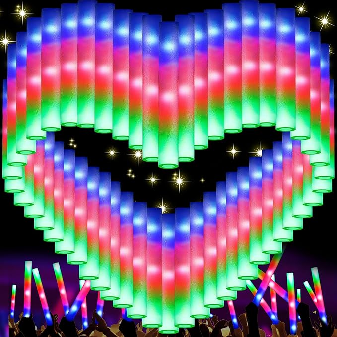 217 PCS Glow Sticks Bulk Party Pack, Foam Glow Sticks, Glow In The Dark Party Supplies, Foam Light up Sticks with 3 Modes Colorful Flashing, Foam Glow Sticks Bulk for Wedding, Party, Birthday, Raves