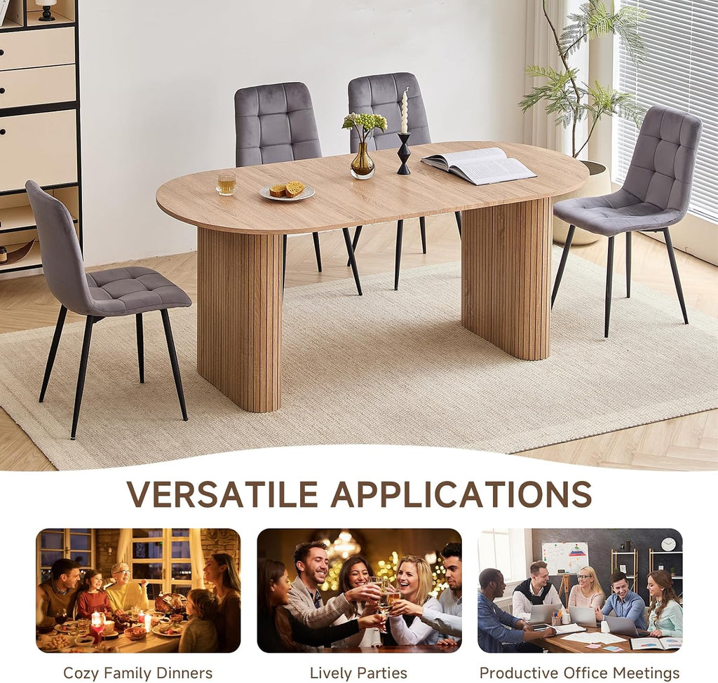 70.8" Modern Dining Table for 6 8 People Farmhouse Kitchen Dinner Table with Large Tabletop Dining Room Table for Dining Living Room Apartment Office Home (Natural)
