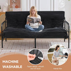 Futon Mattress Queen Size 8",Foldable Floor Mattress (Frame Not Included) | Futon Sofa Bed Thick High Density Shredded Foam,Medium Firm Japanese Style Sleeping Pad for Guest Bedroom Living,Black