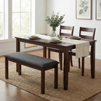 Cortesi Home Rosco Dining Bench in Charcoal Fabric, Walnut Finish 40"