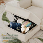 LLappuil Sectional Sofa Modular Cloud Couch with 5 Storage Seats & 3 Throw Pillows, Corduroy U Shaped Couches for Small Space, Rearrangable Apartment Sofas, Scratch Resistant, Beige