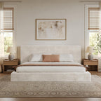 VMU King Size Upholstered Platform Bed Frame with Headboard for Bedroom