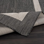CAMILSON Outdoor Rug 8x10,Modern Outside Rugs for Patios Porches Waterproof Durable Washable Non-Shedding, Easy-to-Clean Indoor Outdoor Area Carpet (8 x 10, Bordered - Dark Gray/Light Gray)