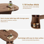 70.8" Dining Table for 4-6, Oval Kitchen Tables with Storage, Long Dinner Table with Curved Base, Modern Dining Room Tables for Living Room Gathering (Walnut)