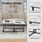 Set of 2 Nesting Coffee Tables, Space‑Saving Square Side Table Set, White | Stackable Design, Mid‑Century Modern Style, Multi‑Scene Usage, Ideal For Living Room, Bedroom And Balcony Decor