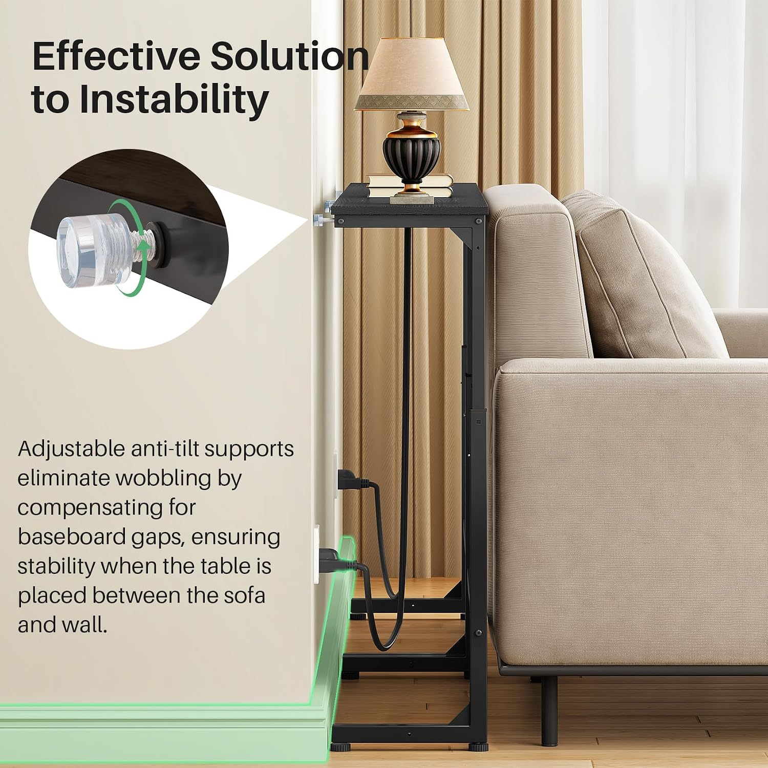Kitstorack 2-Pack Black Console Table, 7.9" Deep Panel, Adjustable Height (25"-33") & with 2 Power Outlets, Behind Sofa Couch Table, Use Together or Separately - 78.8" Total Long