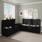 Bobve L-Shape Storage Bench with Cushion, Backless Corner Dining Bench, Kitchen Dining Nook Bench with Hidden Storage for Dining Room, Kitchen, Entryway (Black)