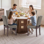 Upholstered Dining Chairs Set of 4 with Thickened Seat Cushion, Wooden Mid-Century Modern Fabric Farmhouse Kitchen Chairs for Dining Room Living/Restaurant/Reading Room