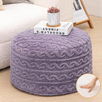 Pouf Ottoman Stuffed 20x20x12 Inches Floor Pouf Plush Fiber Ottoman Foot Rest Under Desk Foot Stool for Living Room Bedroom (Purple)