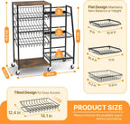 Pinzoveco 5-Tier Rolling Kitchen Storage Carts, Snack Cart with Wheels, Fruit Organizer（Fruit Basket Rolling Cart, Vegetable Holder for Kitchen, Holds Soda Drinks, Cans, Snacks, Onions, Potatoes