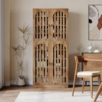 Tribesigns 70.86" Tall Kitchen Pantry Cabinet, Farmhouse Storage Cabinet with 4 Slatted Doors and 9 Storage Shelves, Rustic Wooden Cupboard for Kitchen, Dining Room, Living Room, Brown