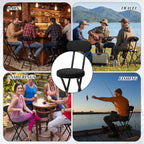 4 Pack Folding Bar Stool Cushioned Padded Folding Stool, 19 Inch Height Bar Stools with Backrest, Faux Leather Seat, Black Foldable Chair Support 220 LBS for Kitchen Room Hiking Camping Fish