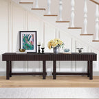 Knocbel Fluted Console Table with 3 Storage Drawers, Farmhouse Mid Century Sofa Table with Solid Wood Legs for Entryway Living Room, 52" W x 15" D x 30" H, Espresso