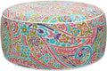 FUNHOME Inflatable Stool Ottoman Footrest with Handle, All Weather Footrest Seat D20 xH9, Water Repellent Footstool Pouf for Home Patio Garden and Camping Use-Melora Paisley
