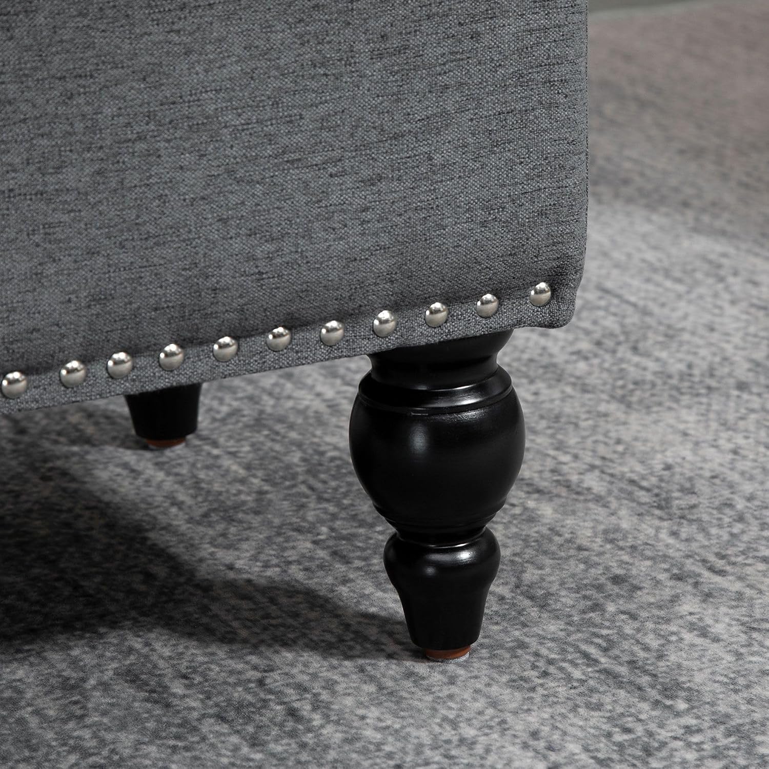 Gray Storage Ottoman with Removable Lid and Tufted Button Top