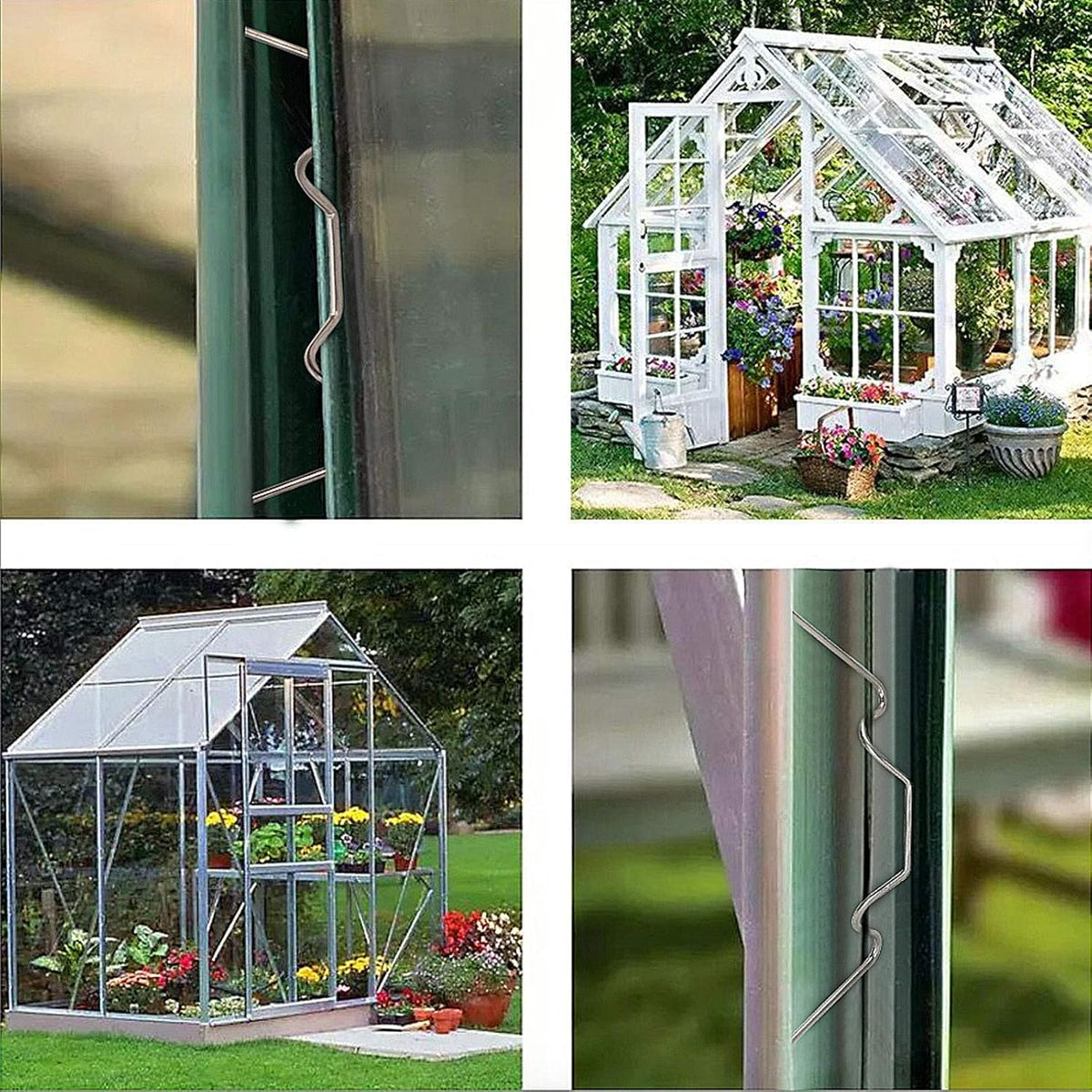 100 PCS Greenhouse Glazing Clips, Stainless Steel W Type Clip, Aluminium Greenhouse Care, W-Wire Green House Fitting