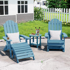 MXIMU Folding Adirondack Ottoman Set of 4: HIPS Plastic Outdoor Footrest Easy Assembly - All Weather Foot Stool Foot Rest for Adirondack Chair Use in Patio Garden Backyard Pool (Blue)