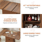Extendable Dining Table for 4–6, 47″–63″ Rectangular Kitchen Table with Storage, Mid Century Modern Expandable Dinner Table for Dining Room,Kitchen
