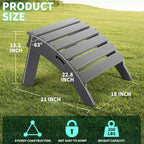 Folding Adirondack Ottoman Set of 2, Outdoor Foot Rest, Patio Footstool | Portable, HDPE All Weather, Easy Storage, No Rot or Rust or Crack, Fade Shield, Save Space, Easy-Clean for Indoor or Outdoor
