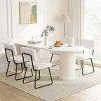 Velvet Dining Chairs Set of 6, Upholstered Dining Room Kitchen Chair with Thick Cushion, Soft Backrest, Metal Legs, Mid Century Modern Accent Side Chair for Home Living Room Bedroom, White