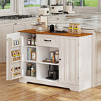 Gizoon 45" Kitchen Sideboard Buffet Cabinet with Storage Coffee Bar Cabinet with Drawer, Kitchen Pantry Storage with Door and Shelves for Bathroom and Living Room, White and Rustic