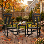 Outdoor Rocking Chairs Set of 2 with Outdoor Side Table, Oversized Ergonomic Front Porch Chairs Set of 2, Small Outdoor Table, All Weather Resistant Furniture for for Lawn, Garden, Patio, Deck