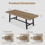 GarveeHome 63-83" Extendable Dining Table, Industrial Rectangular Dining Room Table for 6-8 People, Expandable Kitchen Table with Heavy Duty Metal Frame for Dining Room, Kitchen & Parties, Rustic Pear