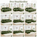 Modular Sectional Sofa Couch, U Shaped Sectional Couches for Living Room, Oversized Cloud Couch with Deep Seat and Ottoman, Comfy Corduroy Upholstery Green Couches, No Assembly(3S+2O)
