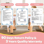 FUNLIO Kids Table and 4 Chairs Set and Adjustable Kids Chair (2pcs)，Easy to Wipe Arts & Crafts Table, for Classrooms/Daycares/Homes, CPC & CE Approved (5-Piece Set) - Pink