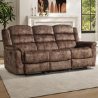 EBELLO Reclining Sofa for Living Room, Extra Wide Modern Overstuffed 3 Seat Recliner Manual Sofa Chair, Breathable Soft Fabric and Padded Seat, Brown