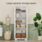ChooChoo 63.2" Tall Bathroom Storage Cabinet with 6 Doors | Freestanding Floor Cabinet, Adjustable Shelves, Pantry Cabinet for Bathroom, Kitchen, Laundry Room, White