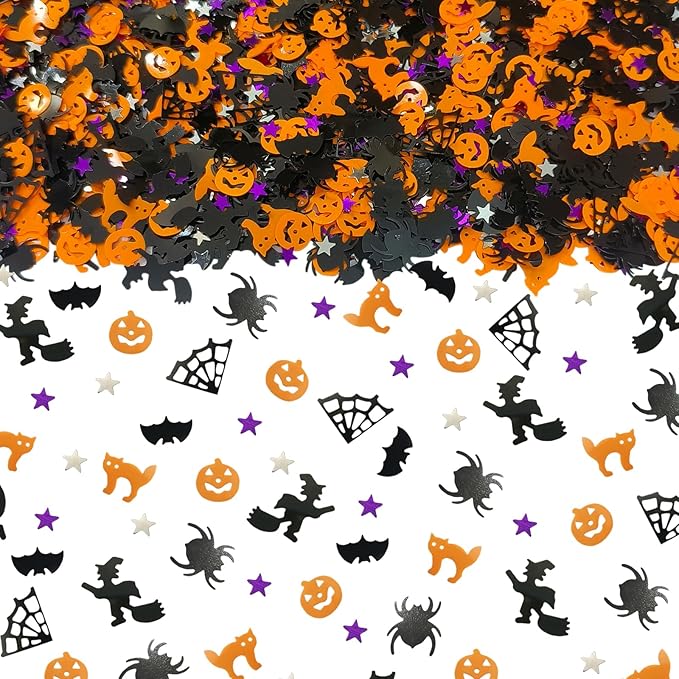3000 Pcs Halloween Table Confetti, Halloween Sprinkles Bats Spider Pumpkin Witches black Cat colorful Table Scatters Glitter Trick or Treat Party Decor Decorations