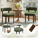 Wooden Dining Chairs Set of 4, Upholstered Kitchen Chairs with Solid Wood Legs, Mid Century Dining Room Chair with Ergonomic Curved Backrest for Kitchen Dining Vanity, Green