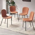 Set of 4 Dining Kitchen Mid-Century Modern Chairs with Metal Legs and PU Leather Cushion for Dining Room, Living Room, Brown
