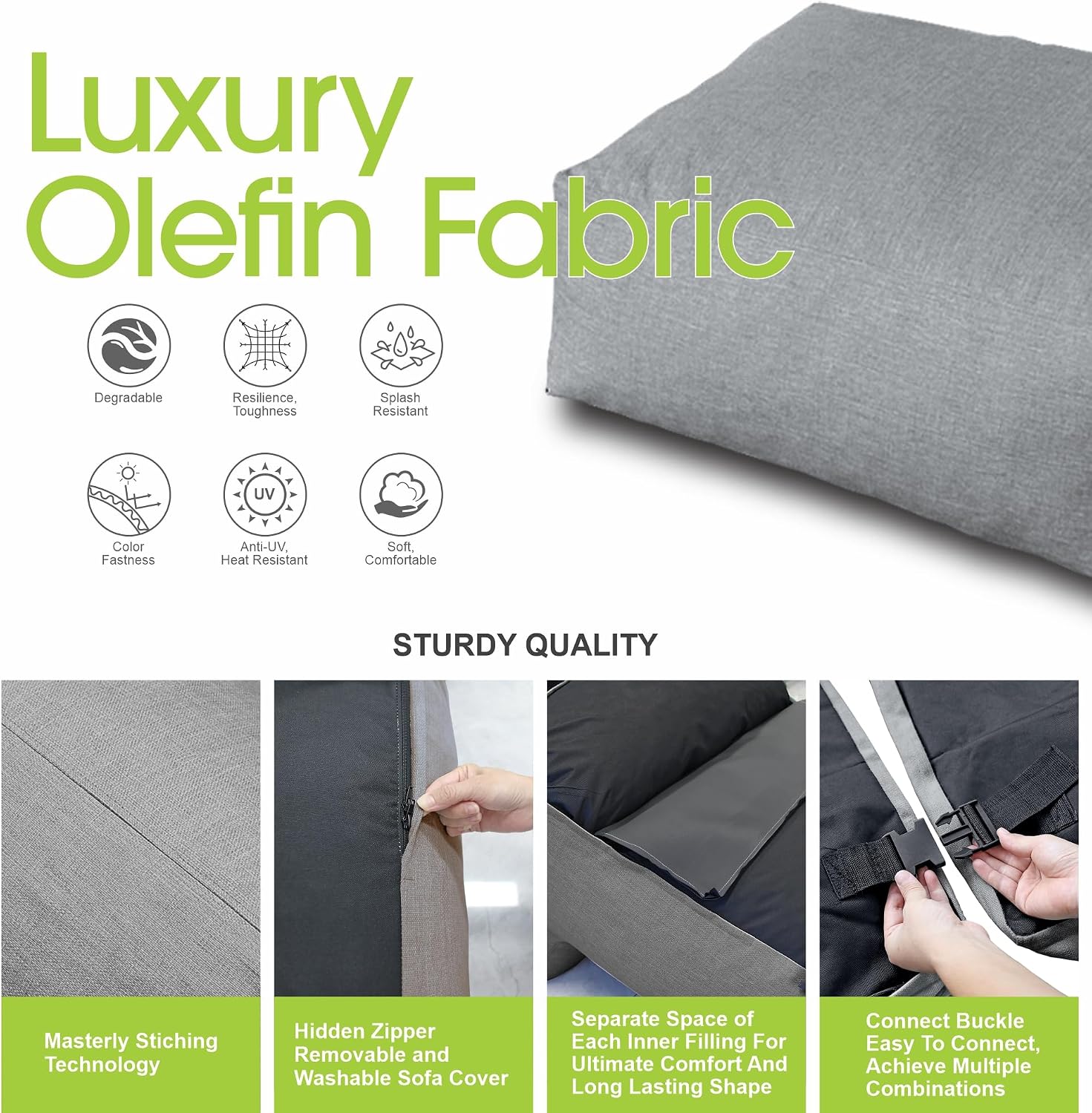 Dineli Modern Ottoman Chair Coffee Table Outdoor Furniture Patio Couch Side Table Creating a Unique Patio Garden Modular Contemporary Sofa (Dark Gray)