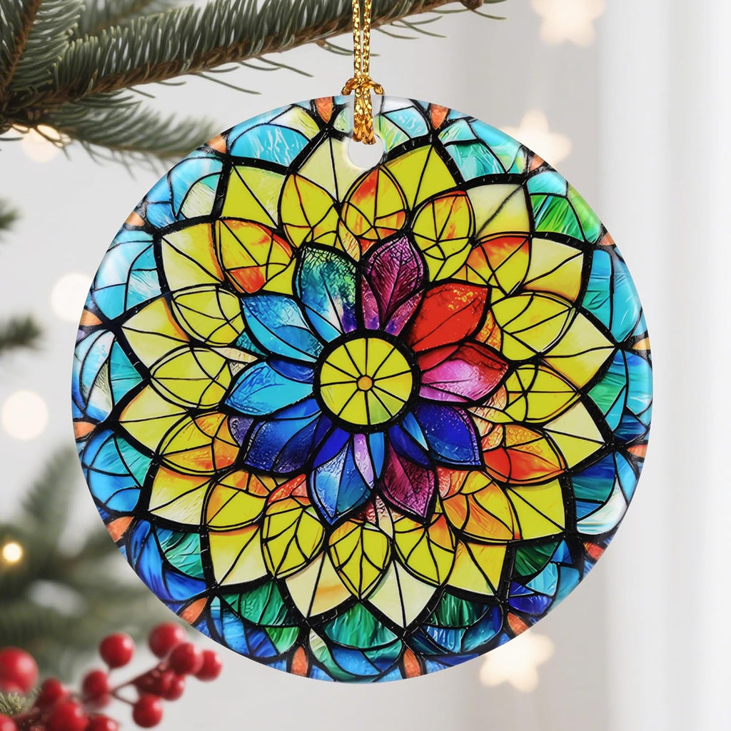 Christmas Ornaments, Ceramic-Style Christmas Decorations, Xmas Tree Ornaments, Heirloom Keepsakes, Holiday Dcor, Holiday Presents, Unique Xmas Gifts, Gift Exchange, Gift Idea - Rainbow Mandala