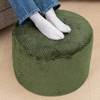 Poofieotto 20"x14" Round Foam Stuffed Pouf Ottoman - Modern Floor Foot Rest & Seating for Living Room, Bedroom, or Couch - Stylish Home Decor Accent (Deep Green)