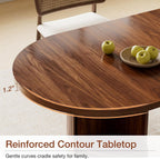 HOMMPA Oval Dining Table with Dual Side Storage 70.8" Modern Kitchen Table for 4 6 Person Farmhouse Table with Wood Strip Doors Wooden Round Dinner Tables for Kitchen Dining Room Living Room Walnut